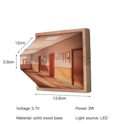 3D Naked Eye Vision Night Light Wall Lamp Decoration for Living Room Bedroom Wooden Recharge Atmosphere Table Lamp Funny Gift