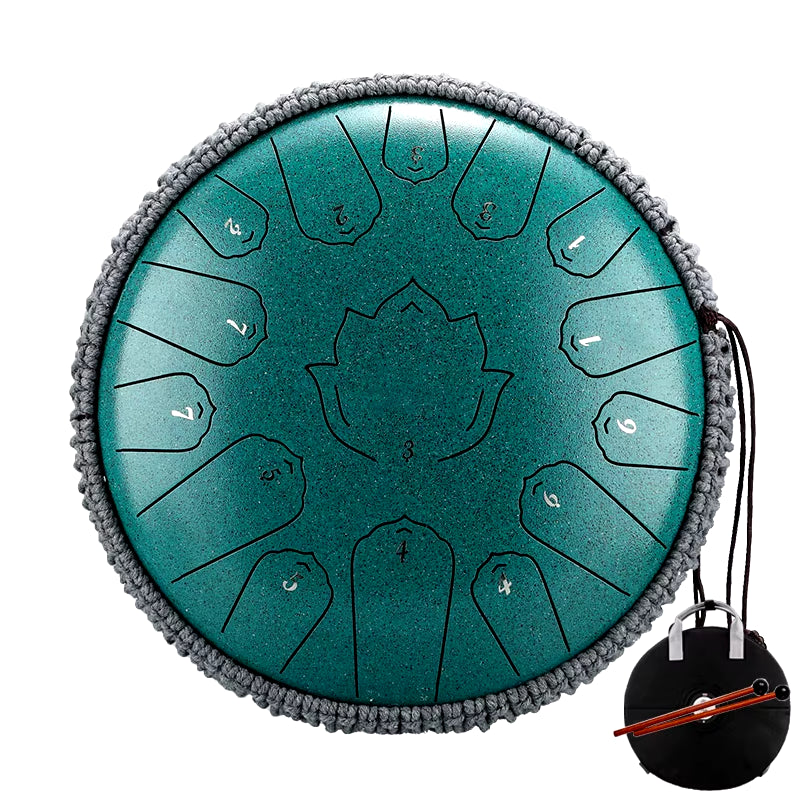 Lingkong Drum Glucophone 13 Inch 15 Notes C Ethereal Steel Tongue Drum Tone Meditation Hand Percussion Musical Instrument